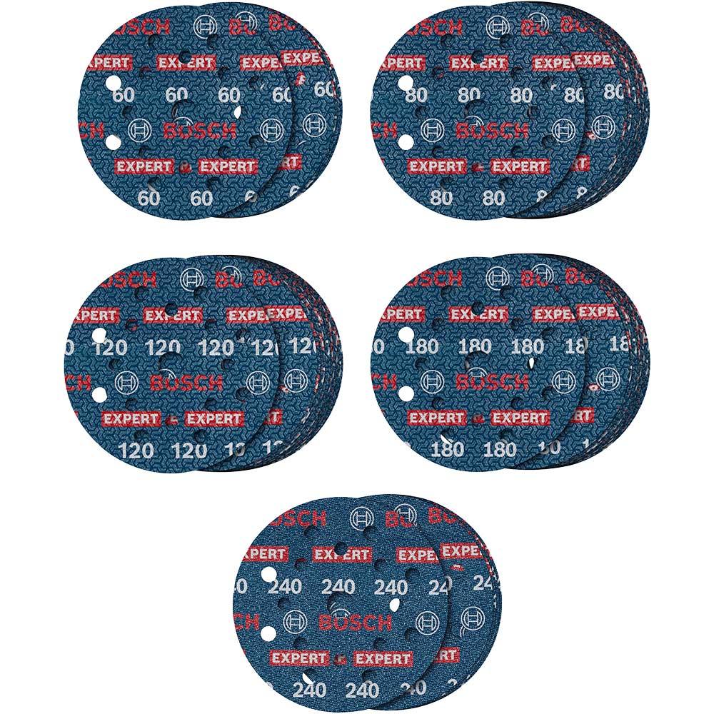 Bosch EXPERT O780 Foil Sanding Discs 125mm 125mm Assorted Pack of 55