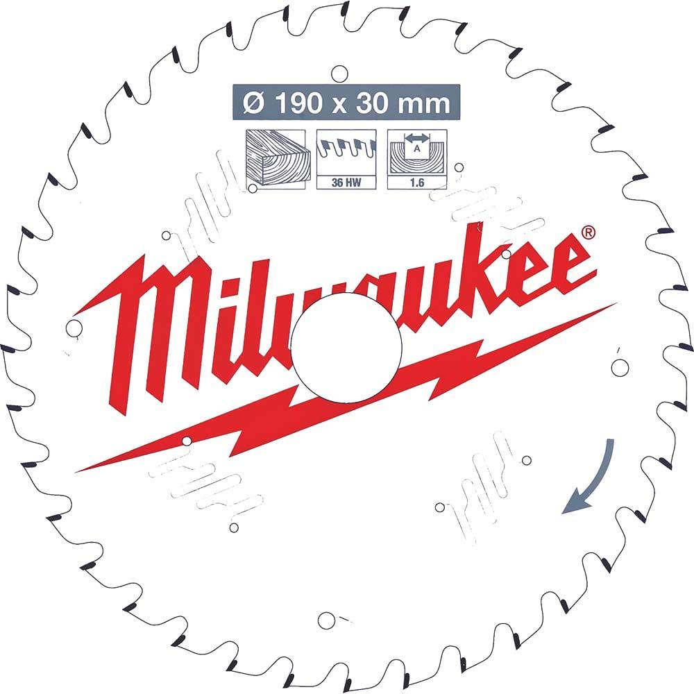 Milwaukee Thin Kerf Wood Cutting Circular Saw Blade 190mm 36T 30mm