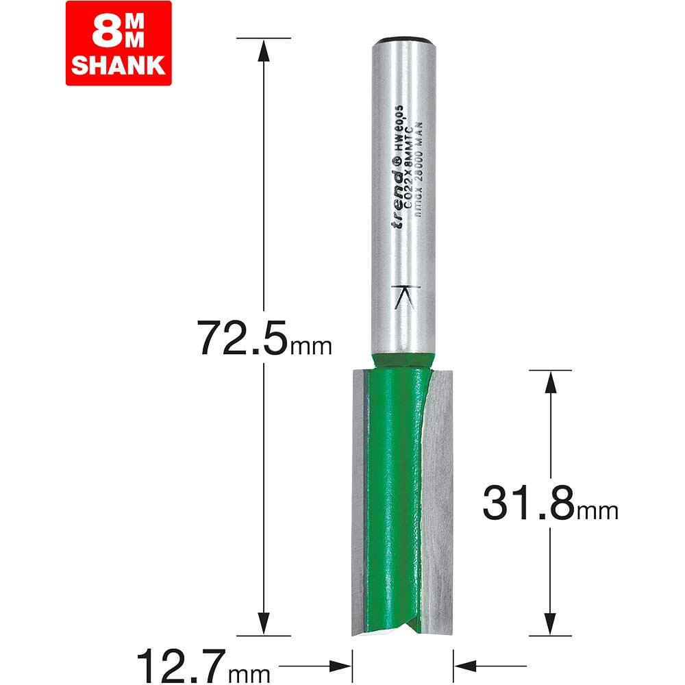 Trend CRAFTPRO Two Flute Straight Router Cutter