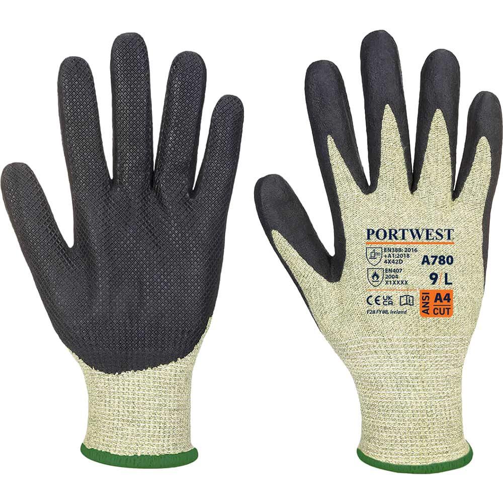 Portwest Arc Grip Flame Resistant Gloves Green / Black M Pack of 1