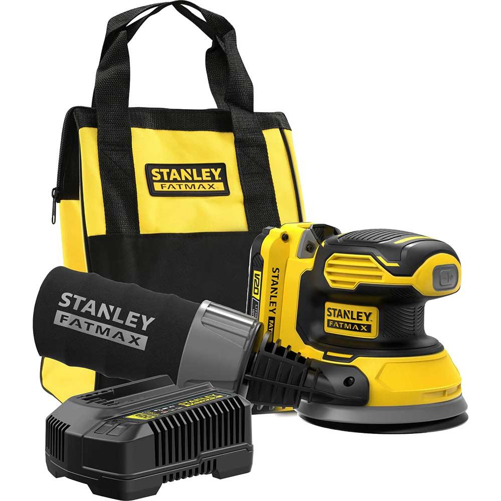 Stanley Fatmax V20 SFMCW220 18v Cordless Random Orbit Disc Sander 125mm 1 x 2ah Li-ion Battery Charger Bag