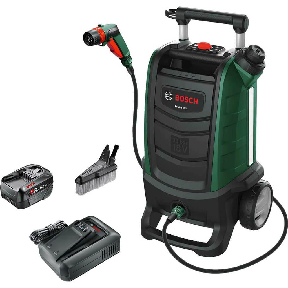 Bosch FONTUS Gen II P4A 18v Cordless Low Pressure Washer 20 Bar 1 x 6ah Li-ion Battery Charger
