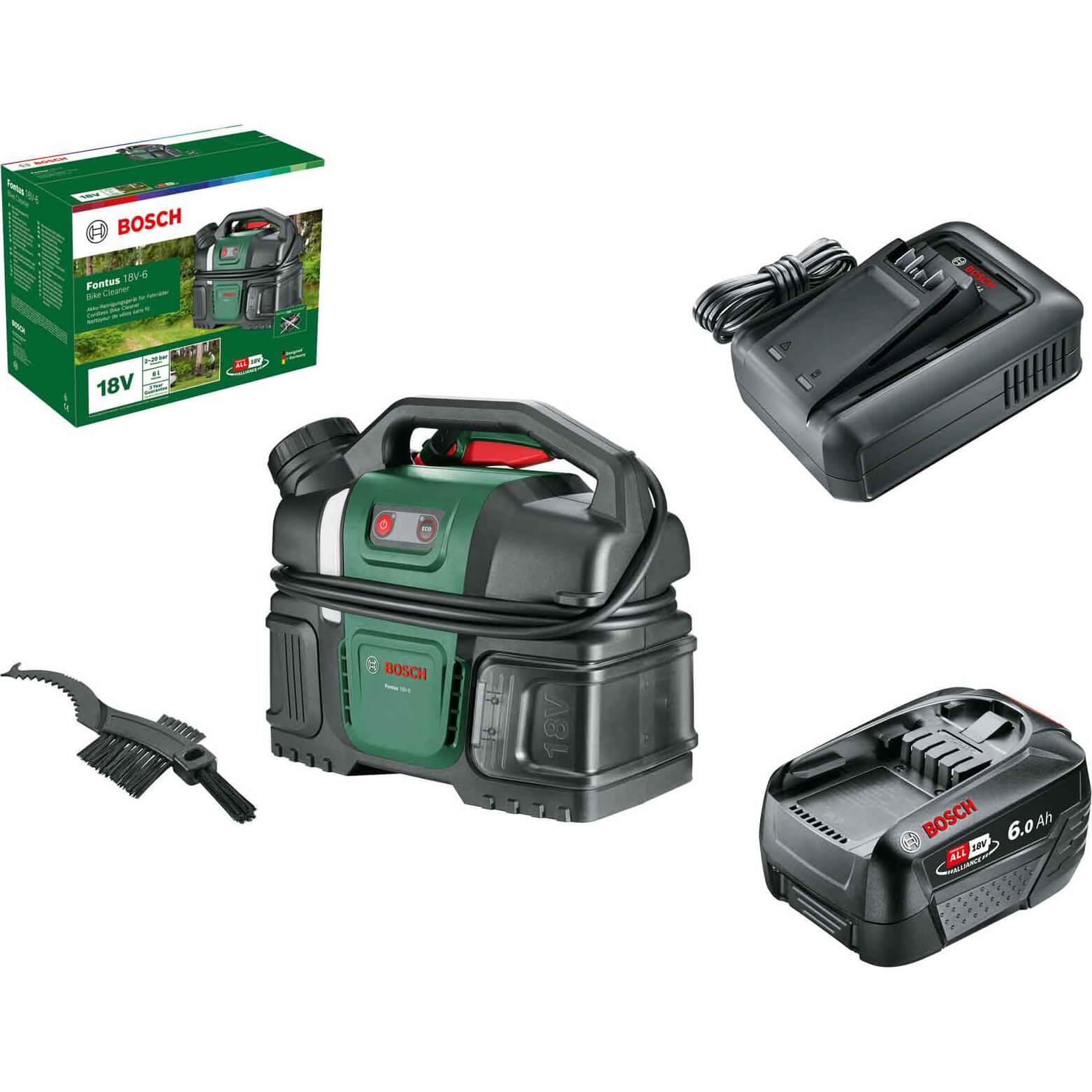 Bosch FONTUS 18V-6 P4A 18v Cordless Pressure Washer and Bicycle Cleaner 1 x 6ah Li-ion Charger