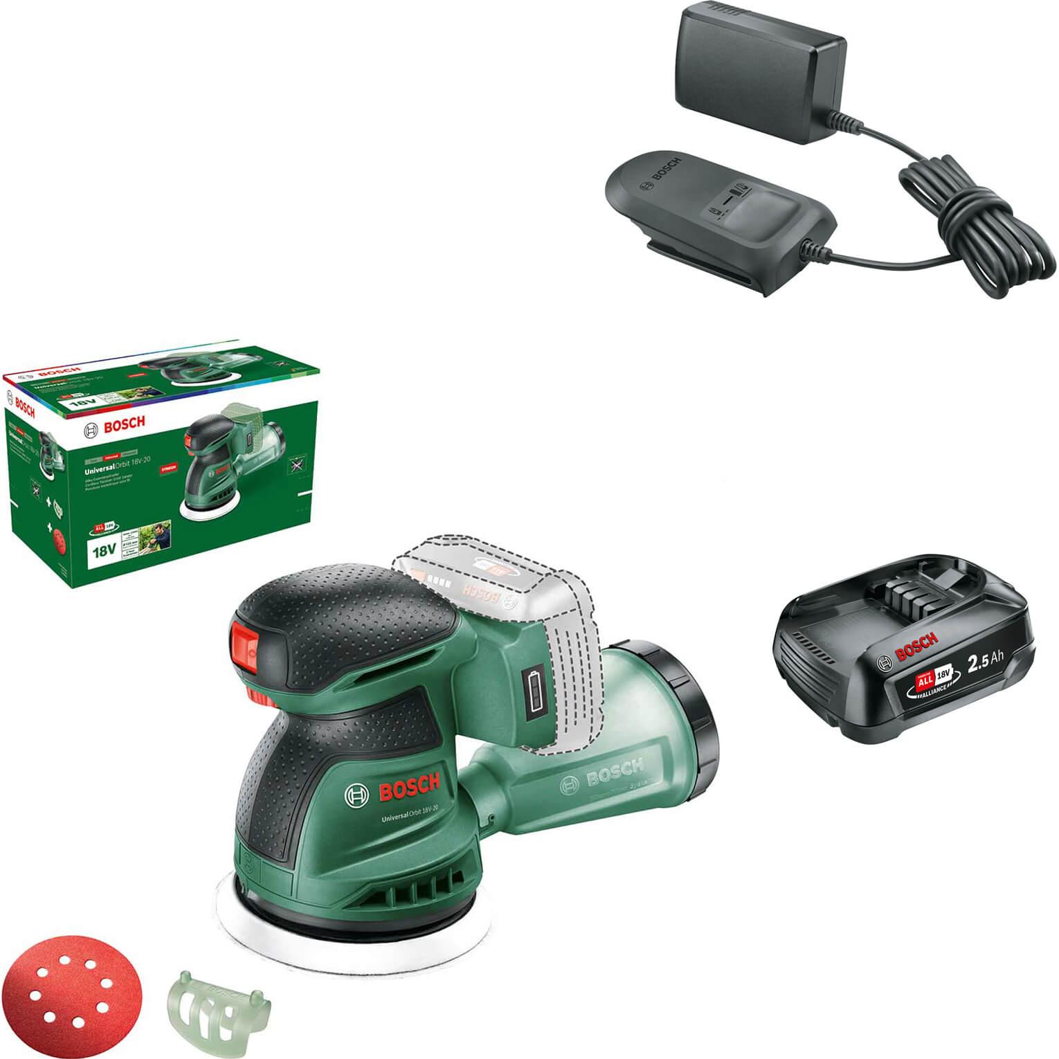 Bosch UNIVERSALORBIT 18V-20 P4A 18v Cordless Disc Sander 125mm 1 x 2.5ah Li-ion Charger No Case