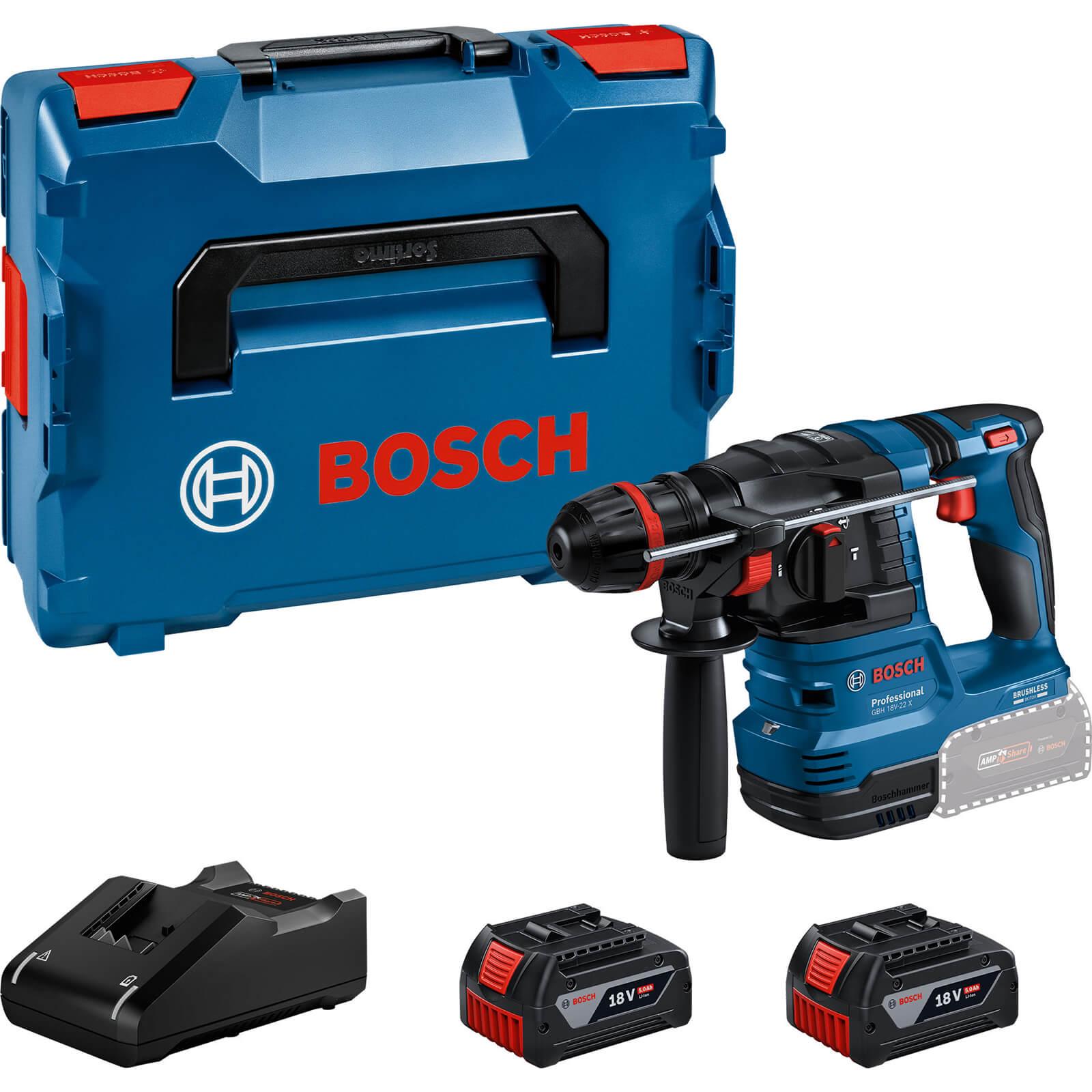 Bosch GBH 18V-22 X 18v Cordless SDS Plus Hammer Drill 2 x 5ah Li-ion Charger Case