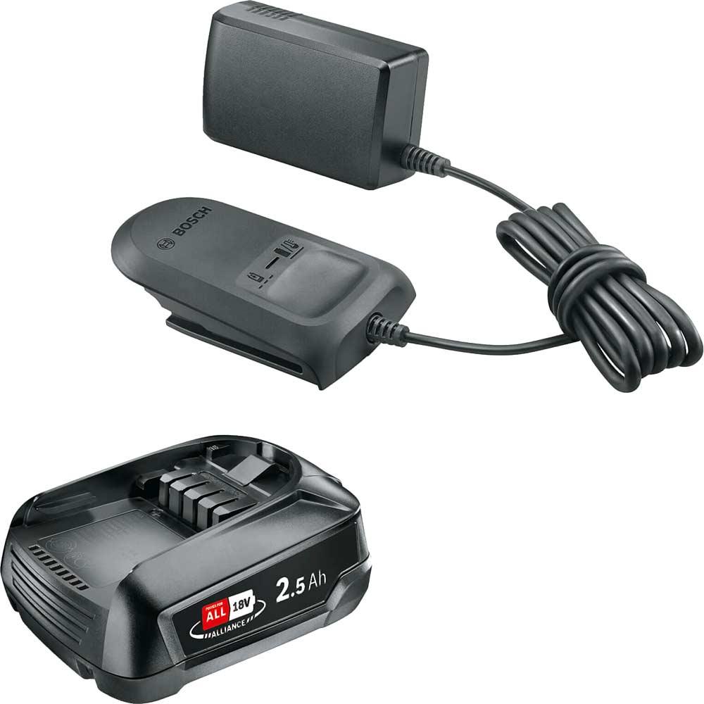 Bosch Genuine GREEN P4A 18v Cordless Li-ion Battery 2.5ah and Standard Charger Starter Set 2.5ah
