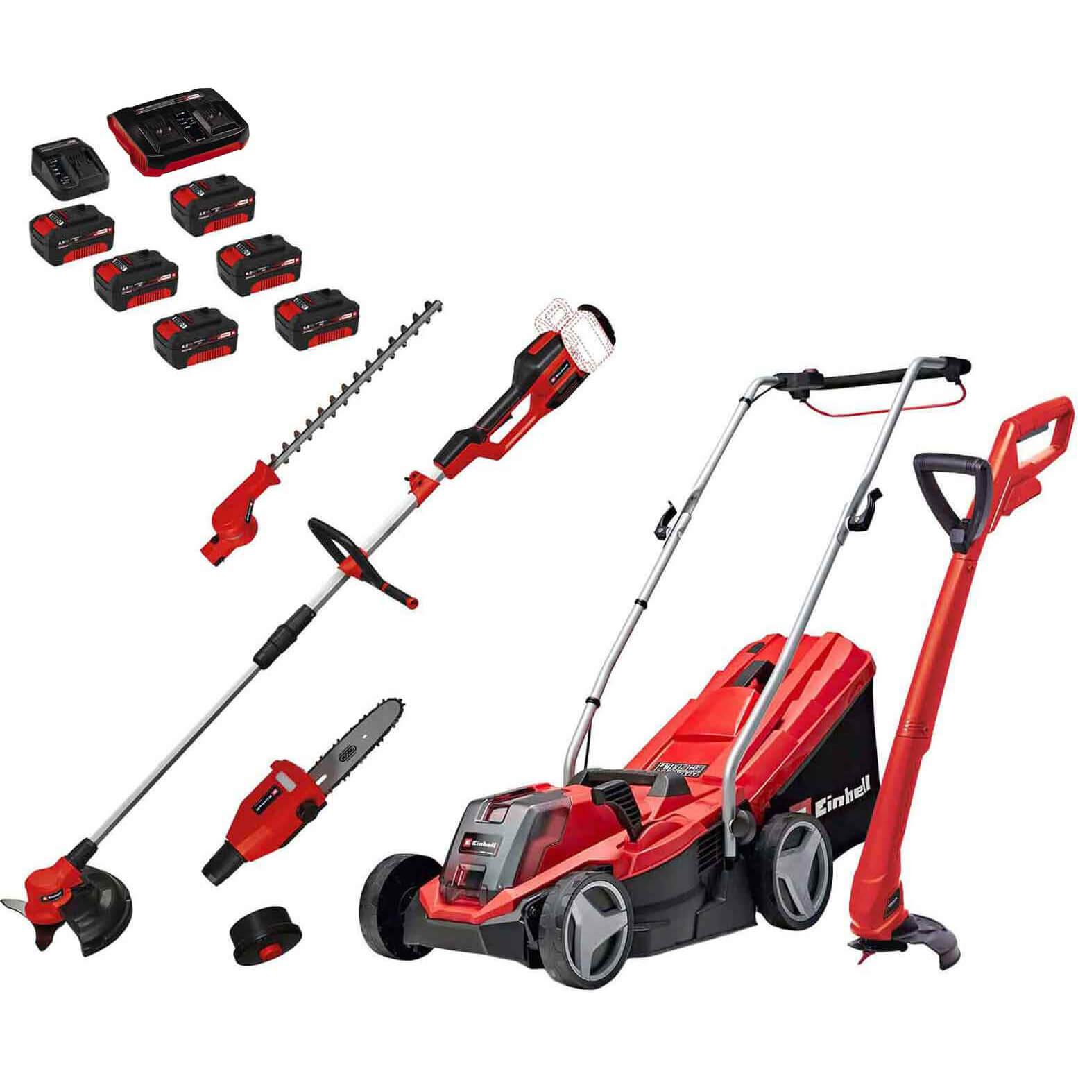 Einhell GE-CM 18v Cordless Rotary Lawnmower, Grass Trimmer and Multi Tool Kit
