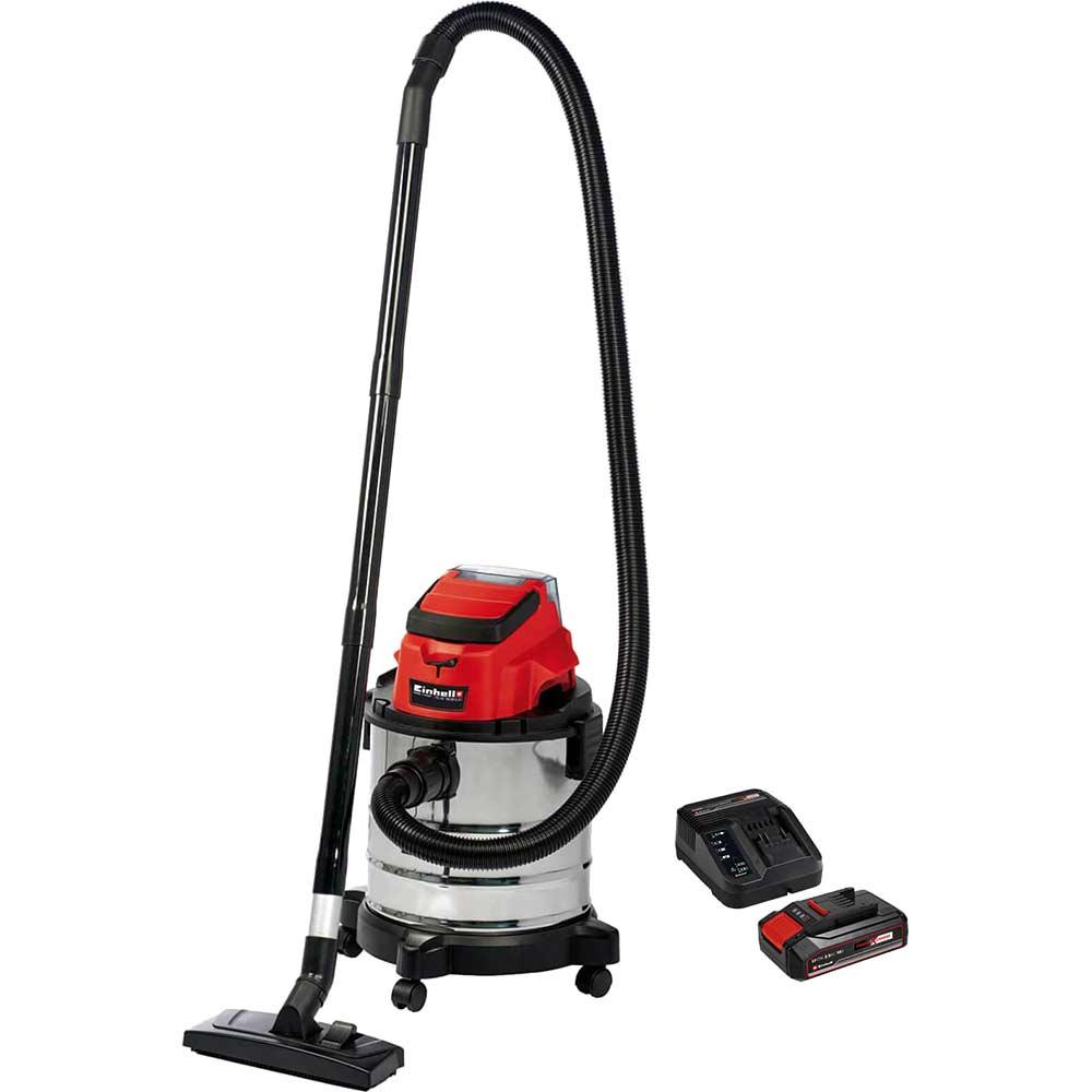 Einhell TC-VC 18/20 Li S 18v Cordless Stainless Steel Wet and Dry Vacuum Cleaner 20L 1 x 2.5ah Li-ion Battery Charger No Case
