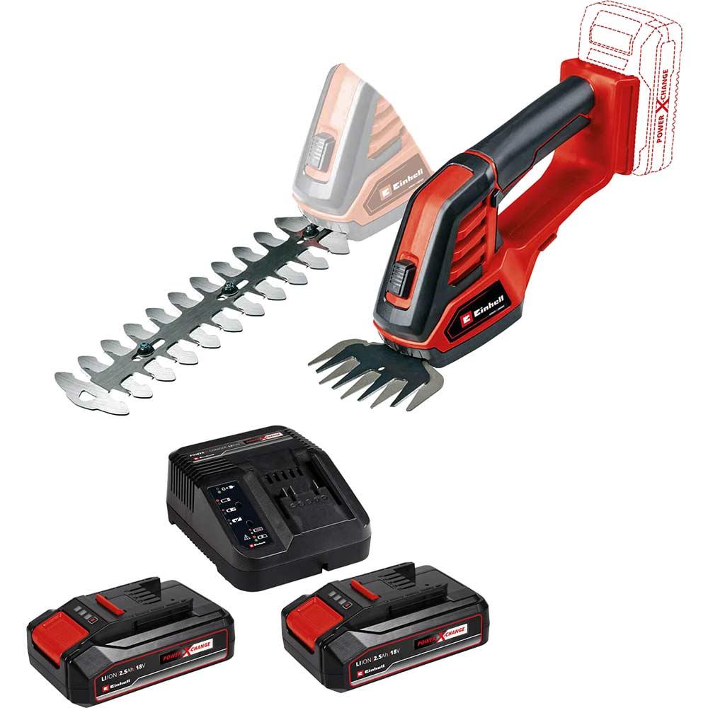 Einhell GE-CG 18/100 Li 18v Cordless Grass and Bush Shears 2 x 2.5ah Li-ion Battery Charger