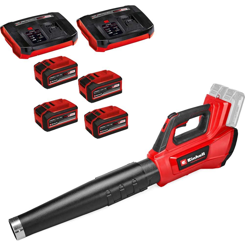 Einhell Professional GP-LB 36/230 Li E BL 36v Cordless Brushless Leaf Blower 4 x 6ah Plus Li-ion Twin or Dual Battery Charger
