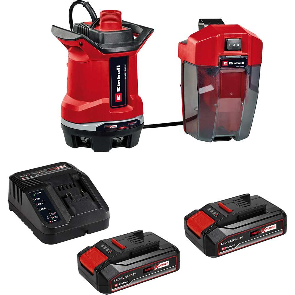 Einhell GE-DP 18/25 Li 18v Cordless Dirty Water Pump 7500 l/h 2 x 2.5ah Li-ion Battery Charger