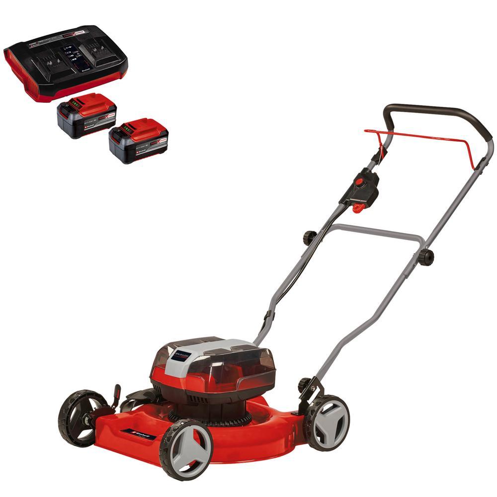 Einhell GE-CM 36/48 Li M 36v Cordless Brushless Mulching Rotary Lawnmower 480mm 2 x 5.2ah Plus Li-ion Twin or Dual Battery Charger
