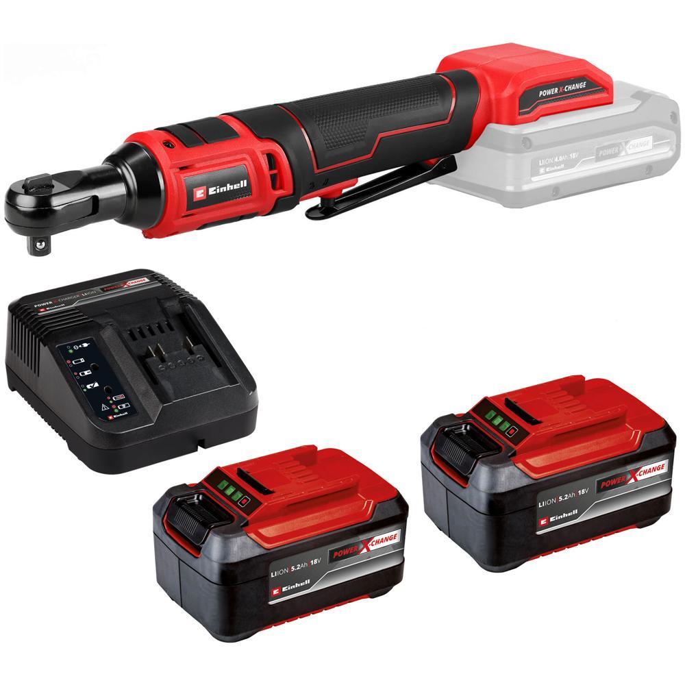 Einhell TE-RW 18/60 Li 18v Cordless 3/8" Drive Ratchet Wrench 2 x 5.2ah Plus Li-ion Charger No Case