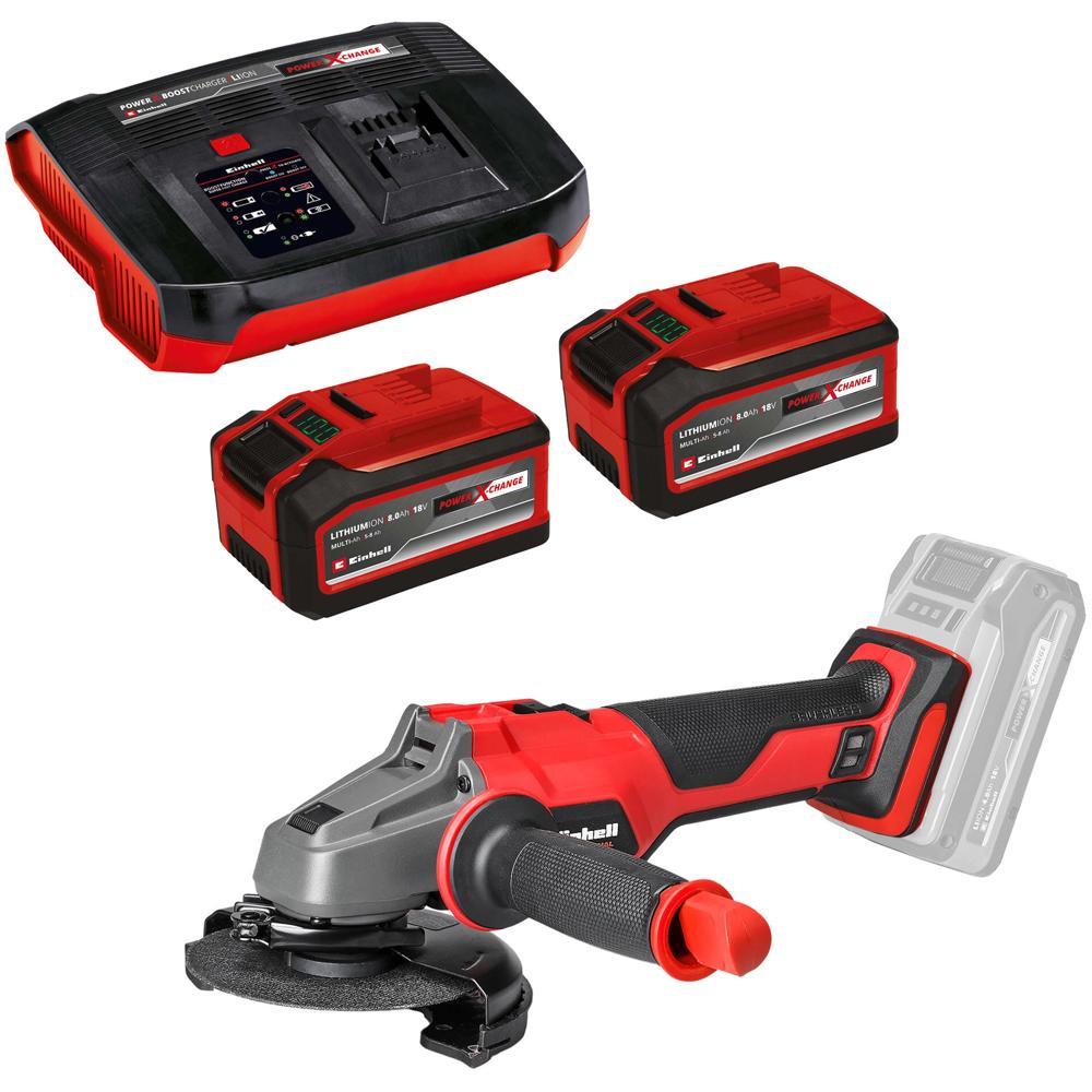 Einhell Professional AXXIO 18/115 18v Cordless Brushless Angle Grinder 115mm 2 x 8ah Plus Li-ion Charger No Case