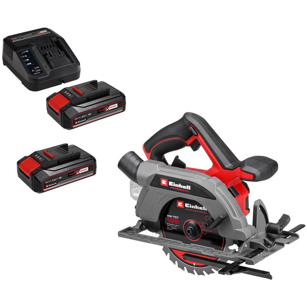 Einhell Professional TP-CS 18/165 Li BL 18v Cordless Brushless Circular Saw 165mm 2 x 2.5ah Li-ion Charger No Case