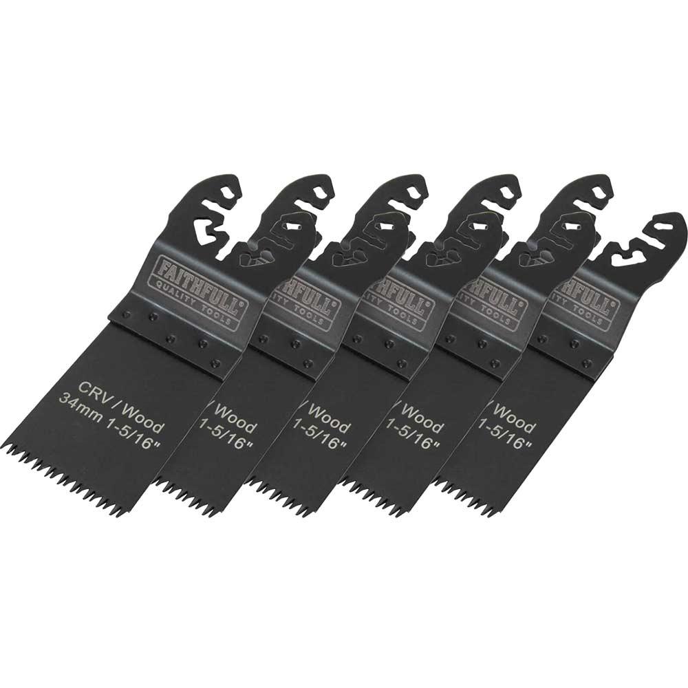 Faithfull OIS Oscillating Multi Tool Wood Flush Cut Blade 34mm Pack of 5