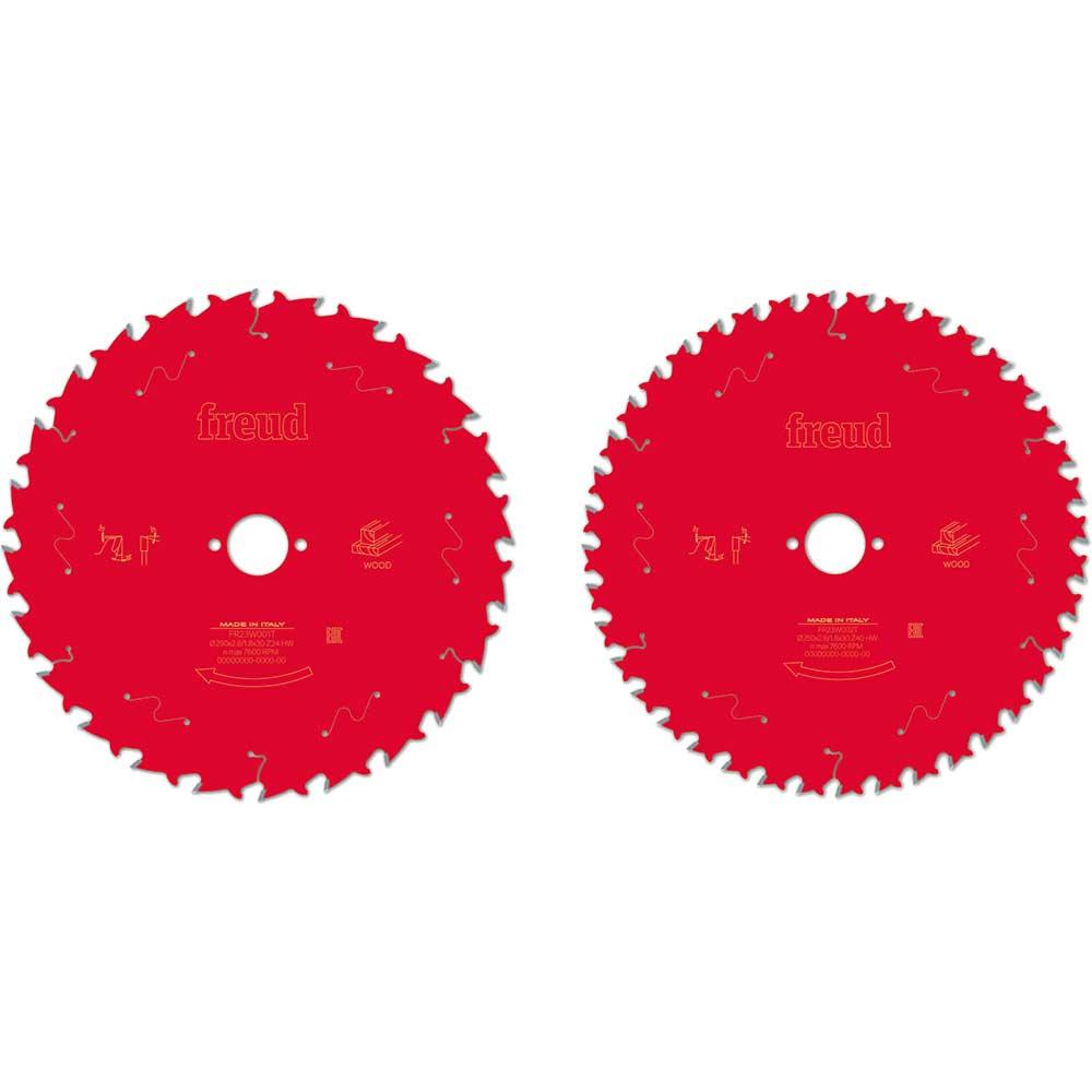 Freud PRO 2 Piece 250mm Circular Saw Blade Set 250mm Assorted Teeth 30mm