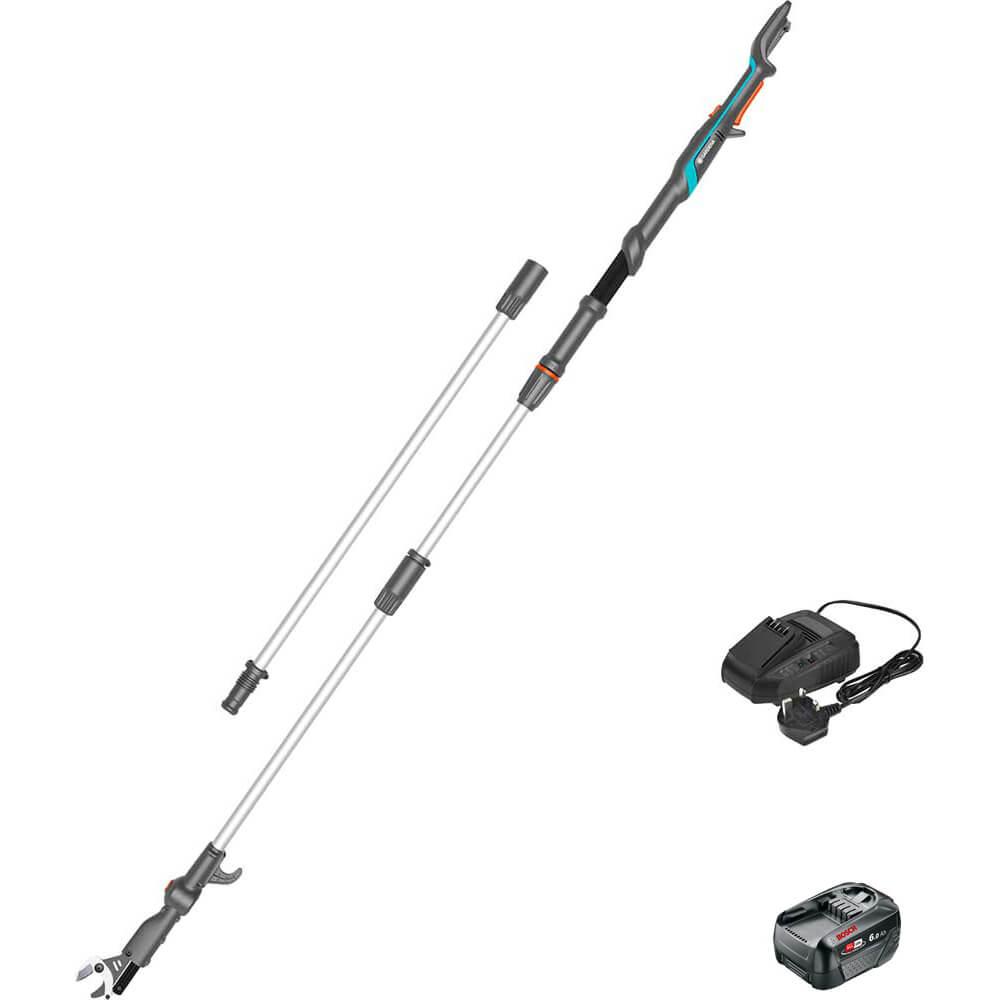 Gardena HIGHCUT 360 P4A 18v Cordless Telescopic Tree Pruner 1 x 6ah Li-ion Battery Charger