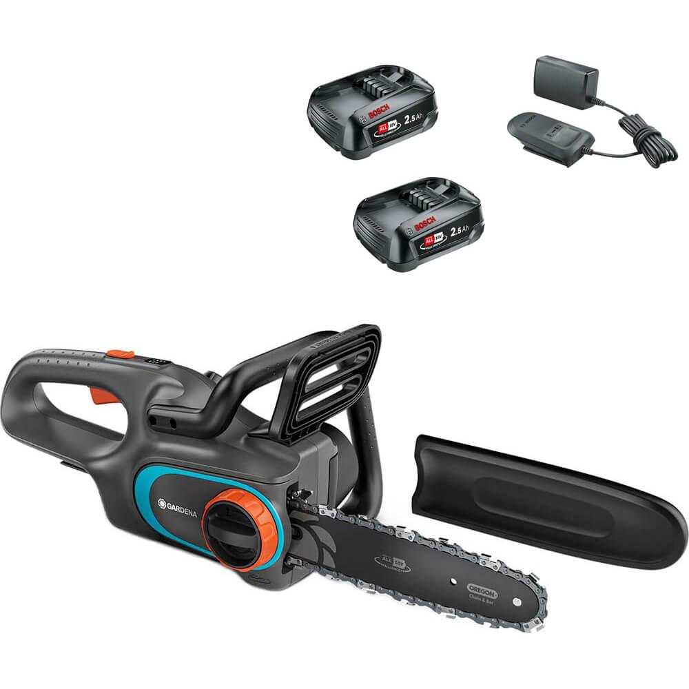 Gardena POWERSAW 250 P4A 18v Cordless Chainsaw 250mm 2 x 2.5ah Li-ion Charger