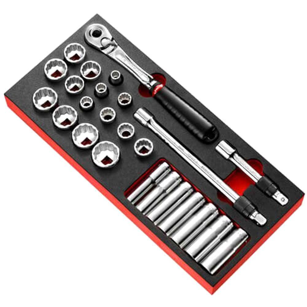 Facom 25 Piece 1/2" Drive Socket Set Imperial in Module Tray 1/2"