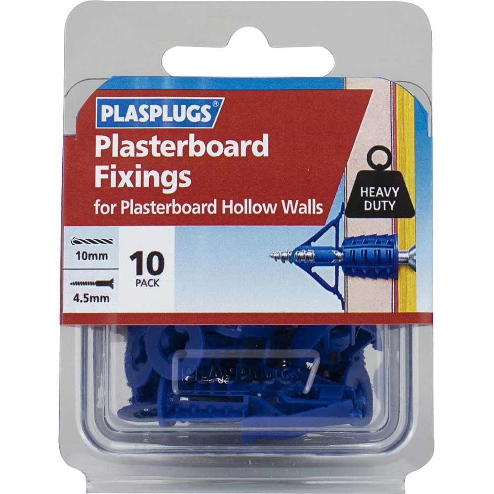Plasplugs Heavy Duty Plasterboard Hollow Wall Fixings Pack of 10