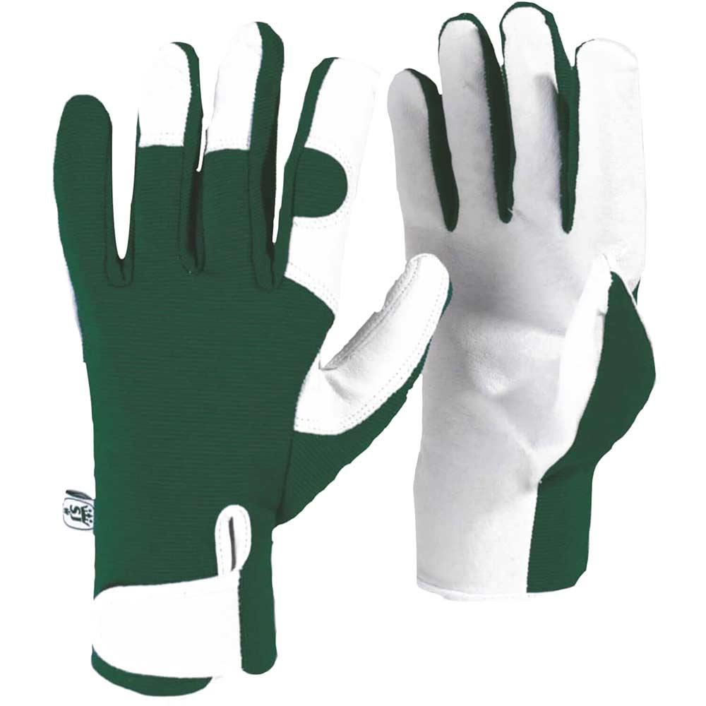 Kew Gardens Leather Palm Gardening Gloves Green M