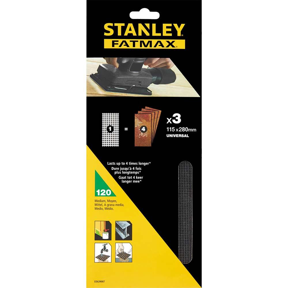 Stanley FatMax Mesh 1/2 Sanding Sheets 115mm x 280mm 120g Pack of 3