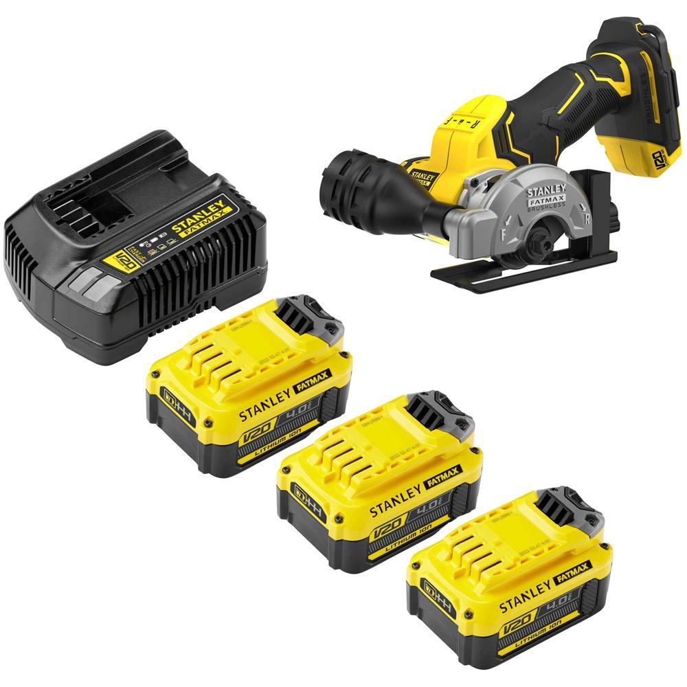 Stanley Fatmax V20 SFMCM300 18v Cordless Brushless Angle Grinder 76mm 3 x 4ah Li-ion Charger No Case