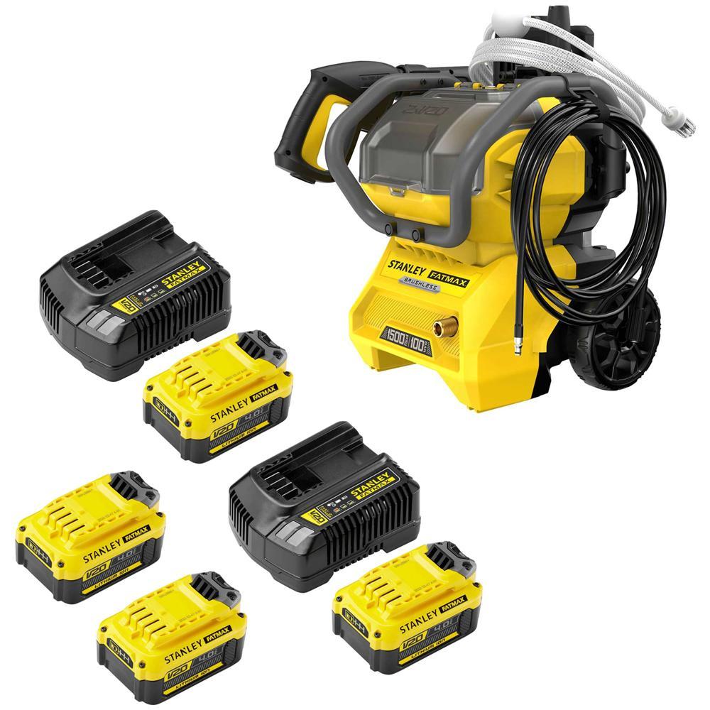 Stanley Fatmax V20 SFMCPW1500 36v Cordless Brushless Pressure Washer 4 x 4ah Li-ion Twin or Dual Battery Charger