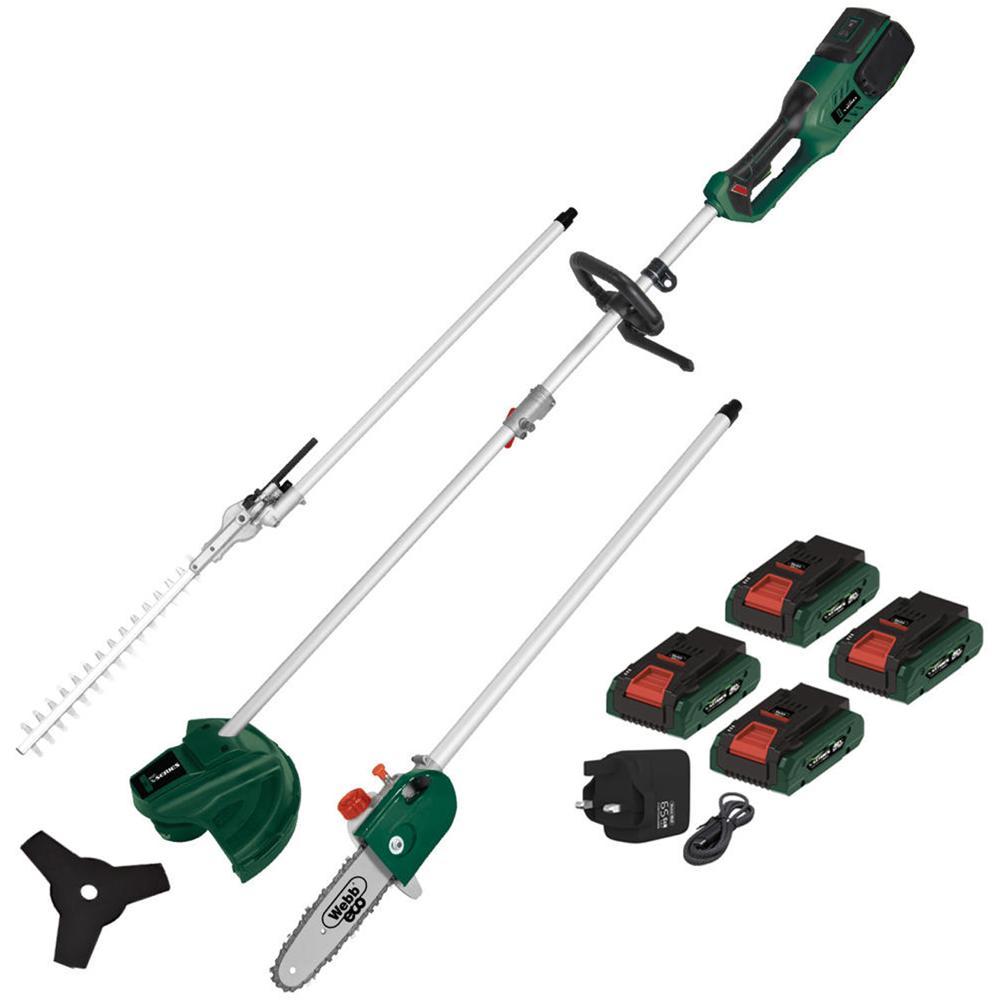 Webb X Series WEV20X2MT 40v Cordless Brushless Garden Multi Tool 4 x 4ah Li-ion USB Charger