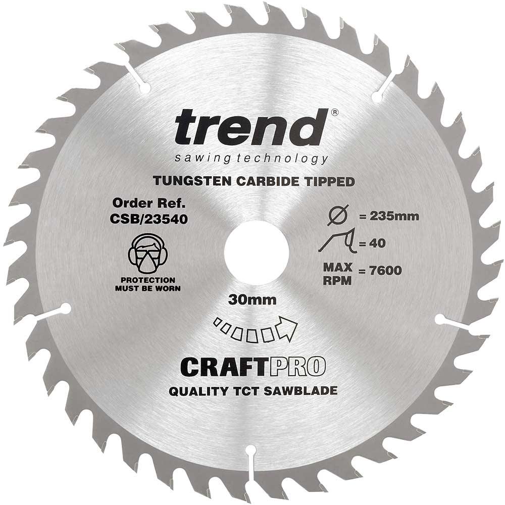 Trend CRAFTPRO Non Stick Wood Cutting Saw Blade 235mm 40T 30mm