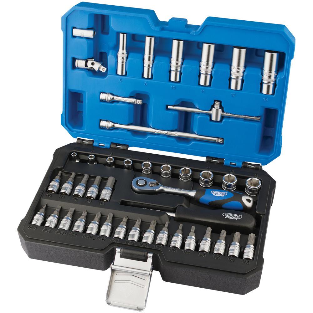 Draper 44 Piece 1/4" Drive Hex Socket and Socket Bit Set 1/4"
