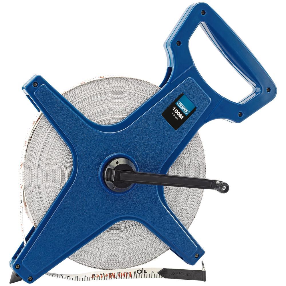 Draper Fibreglass Surveyors Tape Measure Imperial & Metric 330ft / 100m 13mm
