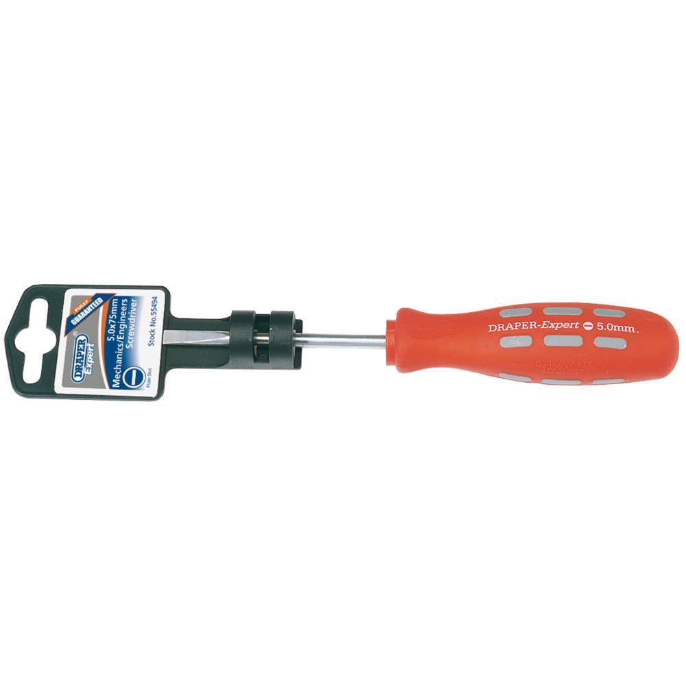 Draper Expert Mechanics Soft Grip Parallel Slotted Screwdriver 5mm 75mm