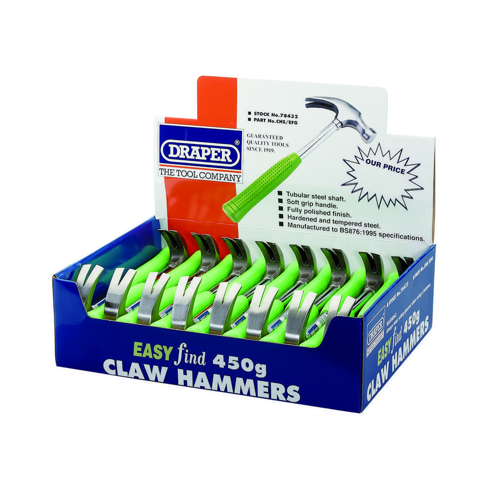 Draper Easy Find Claw Hammer 450g