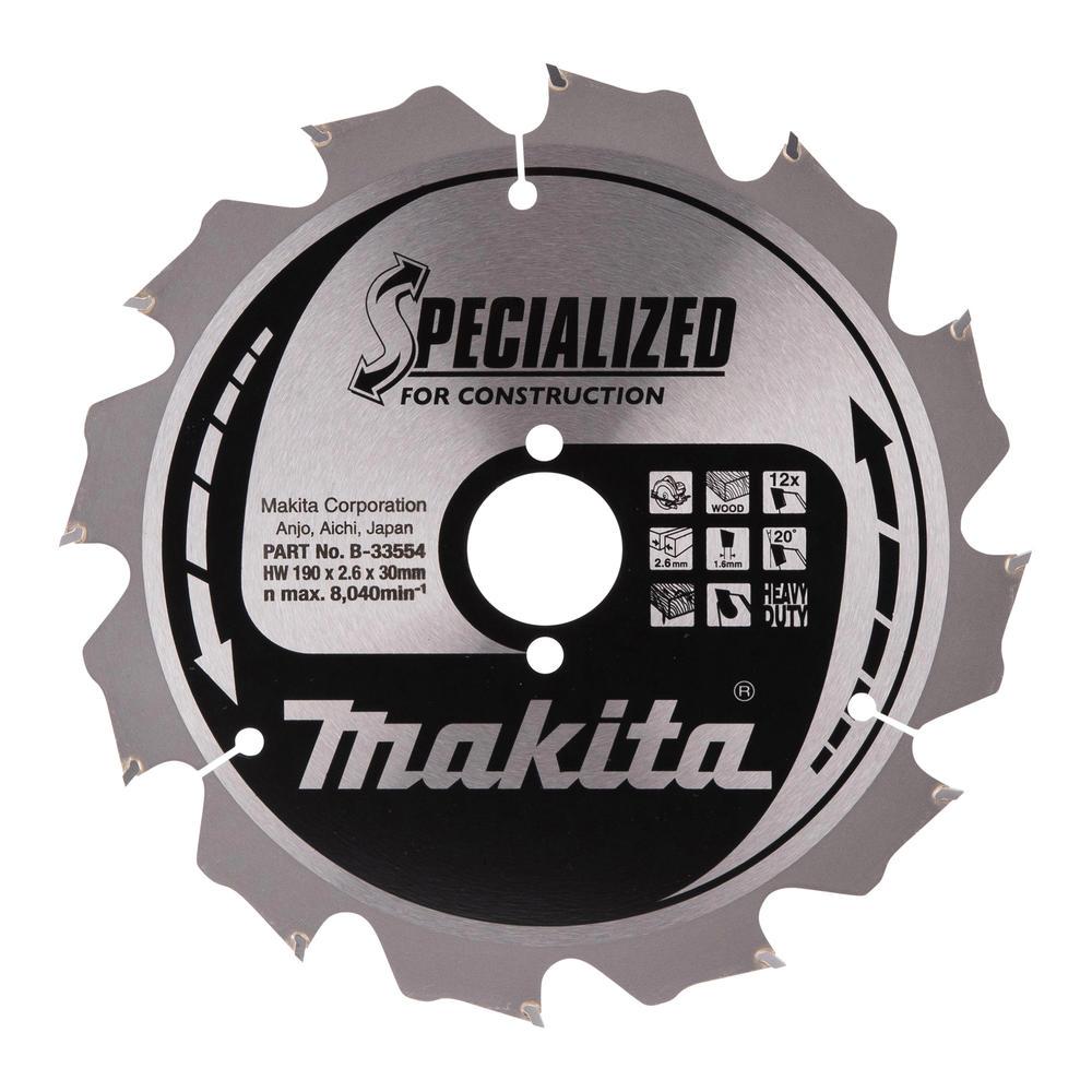 Makita SPECIALIZED Circular Saw Blade for Knot and Nail Cutting 190mm 12T 30mm