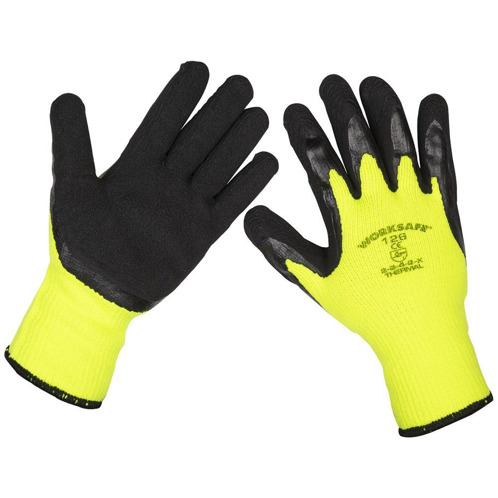 Sealey Thermal Super Grip Gloves Black / Yellow L Pack of 1