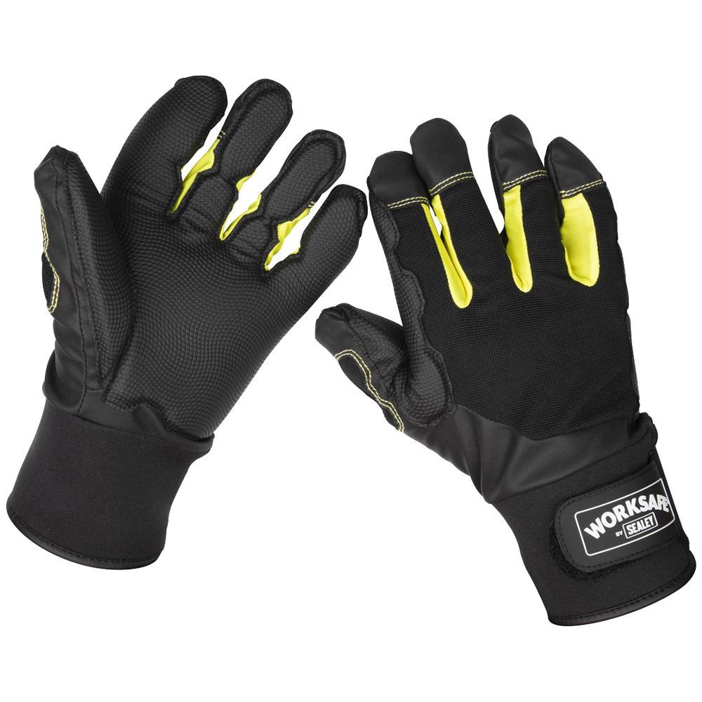 Sealey Worksafe Anti Vibration Gloves Black / Yellow XL
