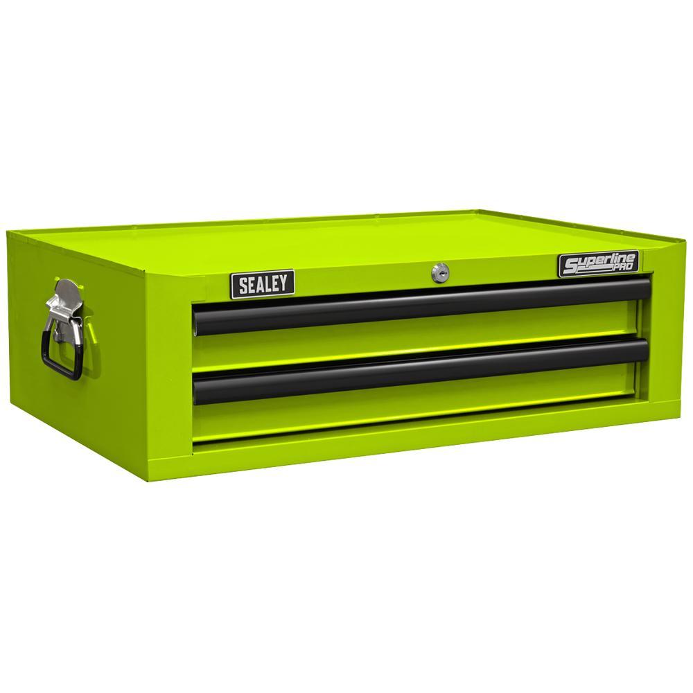 Sealey Superline Pro 2 Drawer Mid Tool Chest Hi Vis Green
