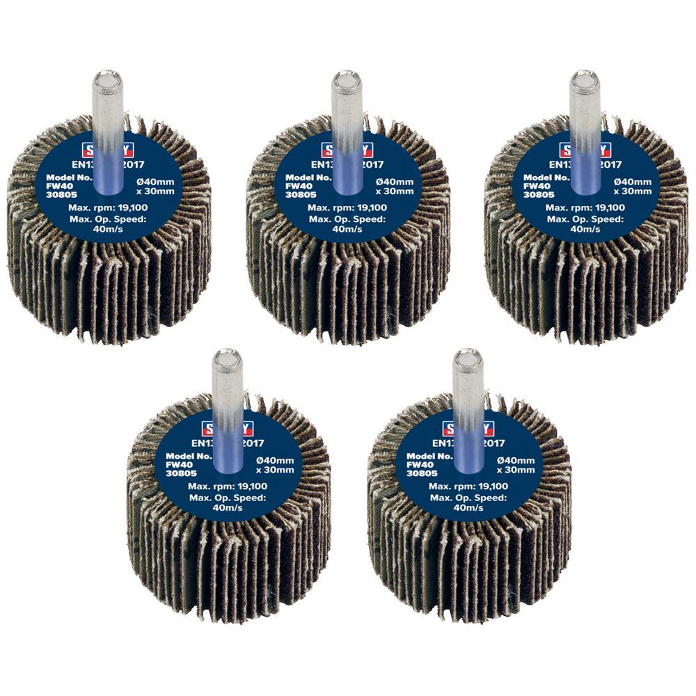 Sealey Flap Wheels Pack Of 5 40mm 30mm 80g
