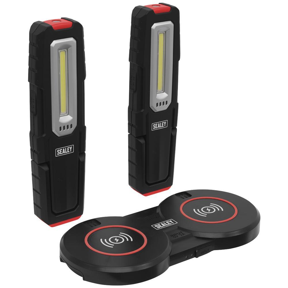 Sealey 2 Piece Inspection Light Set with Wireless Charging Base Black / Red