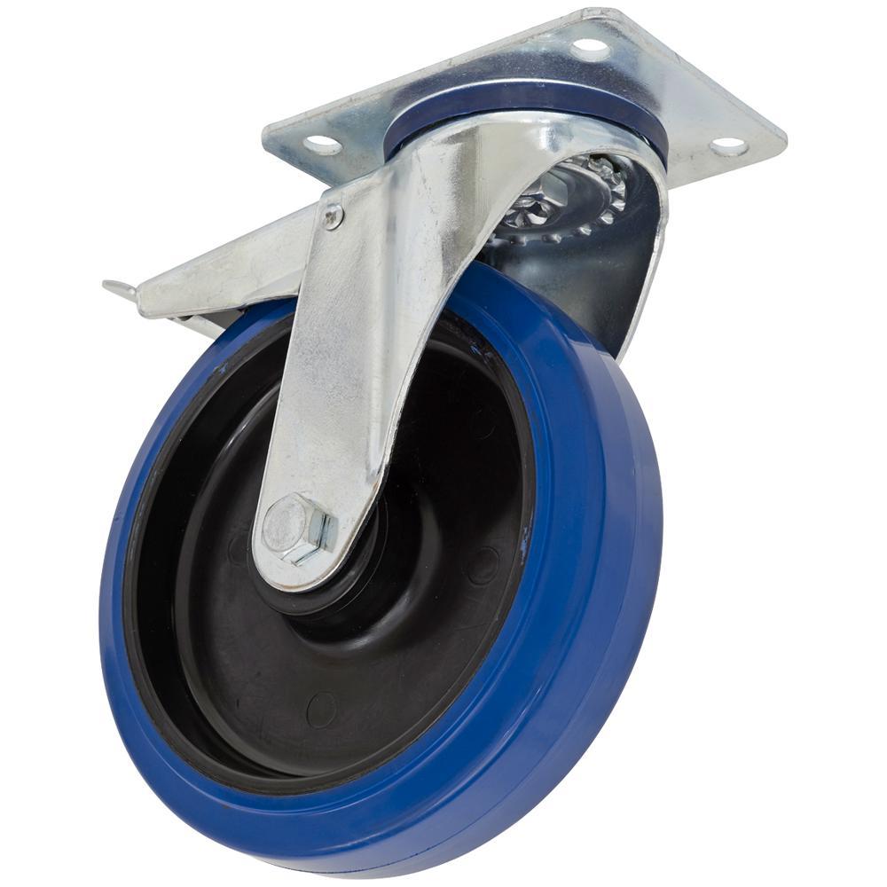 Sealey Heavy-Duty Blue Elastic Rubber Swivel Castor Wheel and Total Lock 160mm