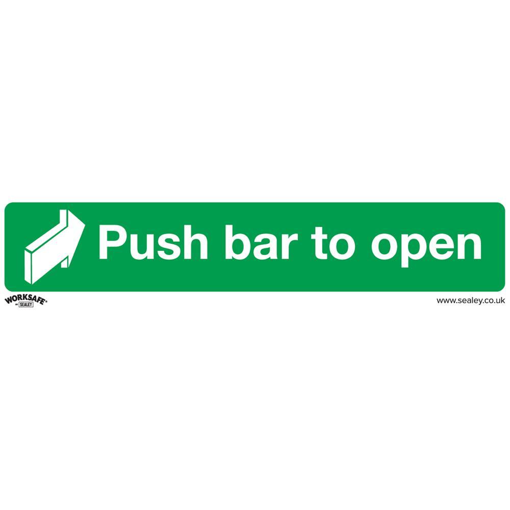 Sealey Rigid Plastic Push Bar To Open Sign 300mm 70mm Standard